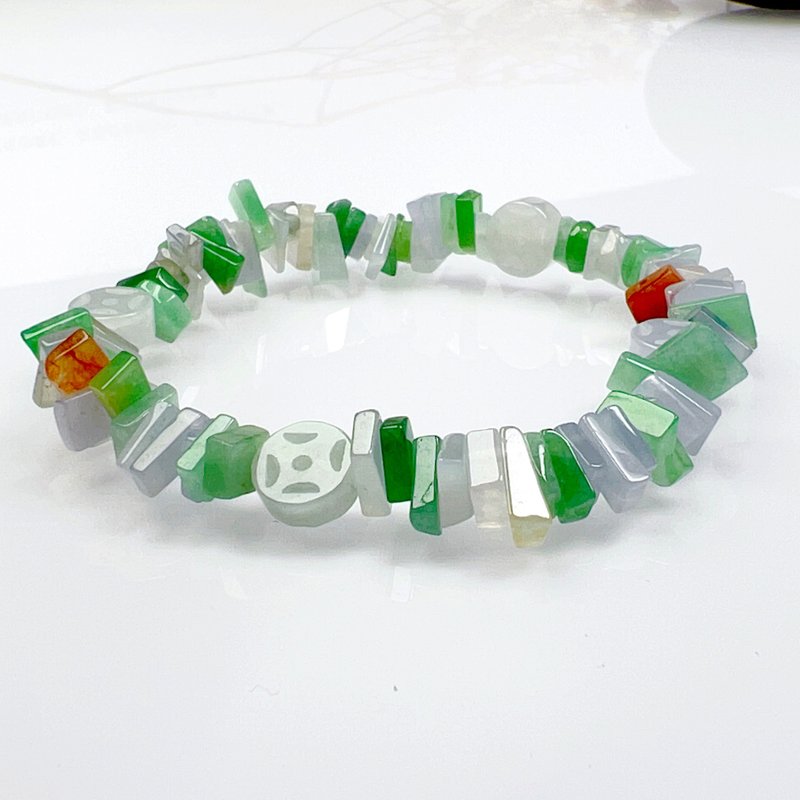 Ice type colorful jadeite bracelet | Natural Burmese grade A jadeite | Gift giving - สร้อยข้อมือ - หยก หลากหลายสี