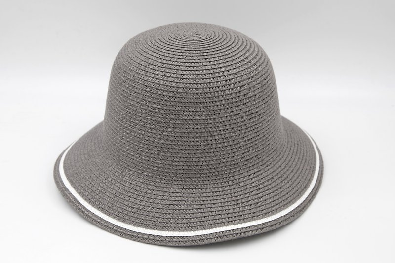 【Paper home】 Two-color fisherman hat (gray) paper thread weaving - หมวก - กระดาษ สีเทา