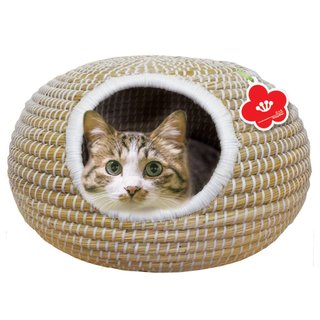 [Japan CattyMan] Woven Dome Sleeping Nest for Cats (Little Red Flower Label)