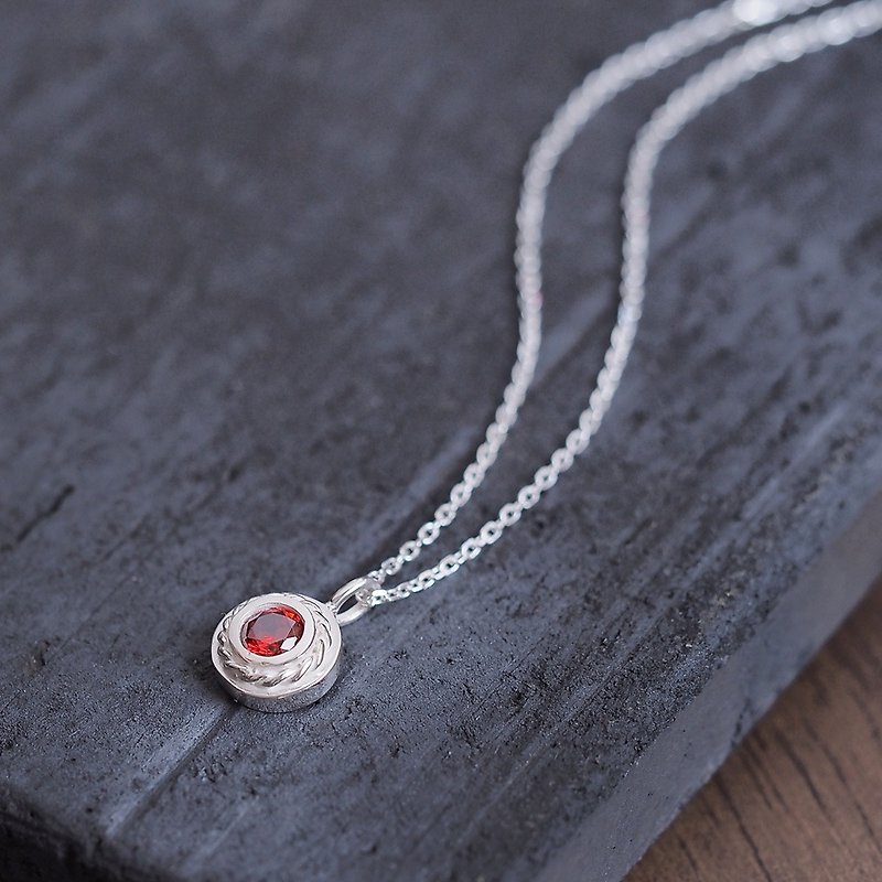 Garnet Twist Men's Necklace Silver 925 - Necklaces - Other Metals Red