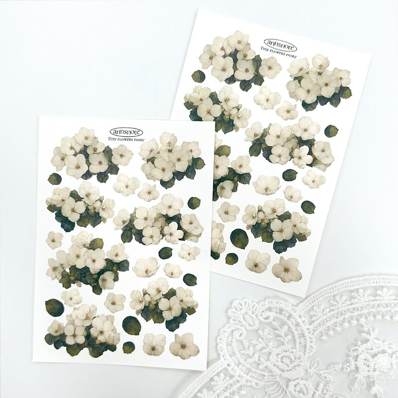 Small flower - ivory Sticker (anns note) vintage - 貼紙 - 紙 白色