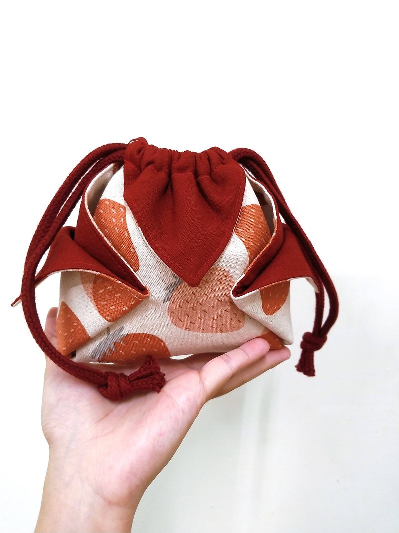 Pink Strawberry Ashit Bag/Japanese Bag/Japanese Handbag - Handbags & Totes - Cotton & Hemp 
