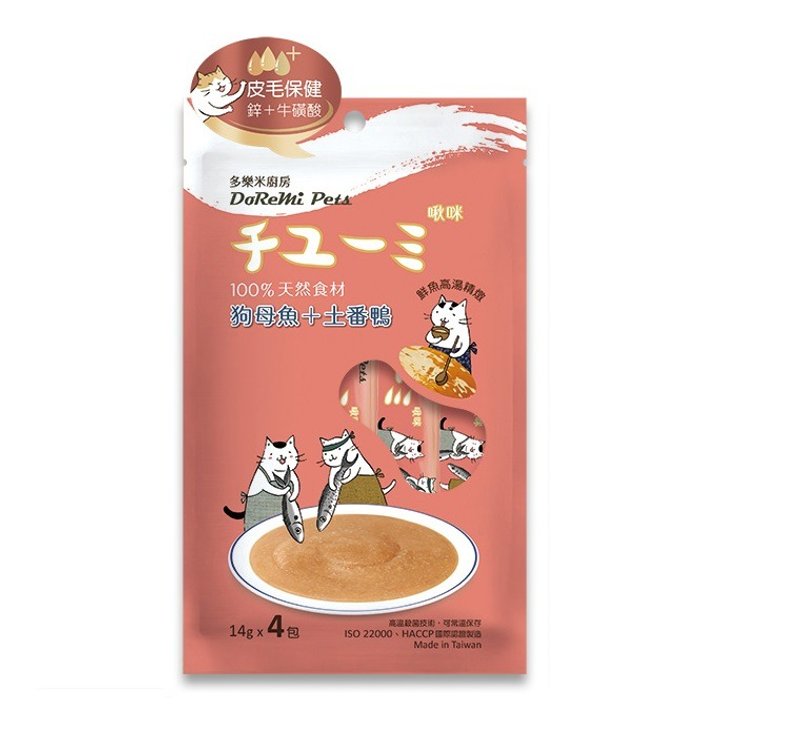 【多樂米廚房】啾咪肉泥 狗母魚+土番鴨+皮毛保健(鋅+牛磺酸) - 狗罐頭/鮮食 - 新鮮食材 紅色