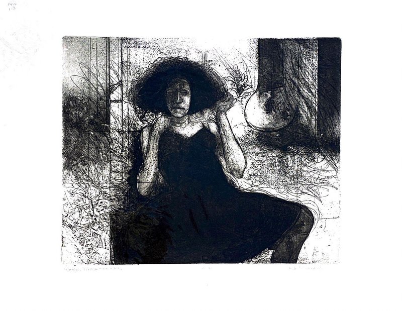 Robert B. Muirhead - 抓髮的女人WOMAN FIXING HER HAIR -版畫 - 海報/掛畫/掛布 - 紙 白色