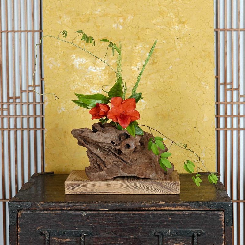 お気に入りの季節の花を飾って気持ちの良い空間を作ってみませんか　流木の花器、木の花瓶、花器、小さな花瓶、９６ - 花瓶/花器 - 木頭 咖啡色