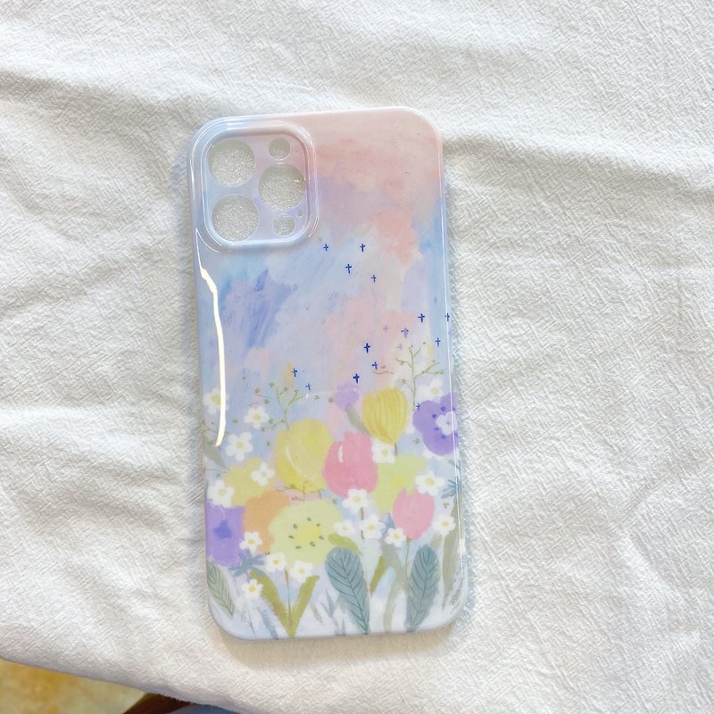 塑膠 手機配件 - 紫花 花園系 iPhone 手機保護殼