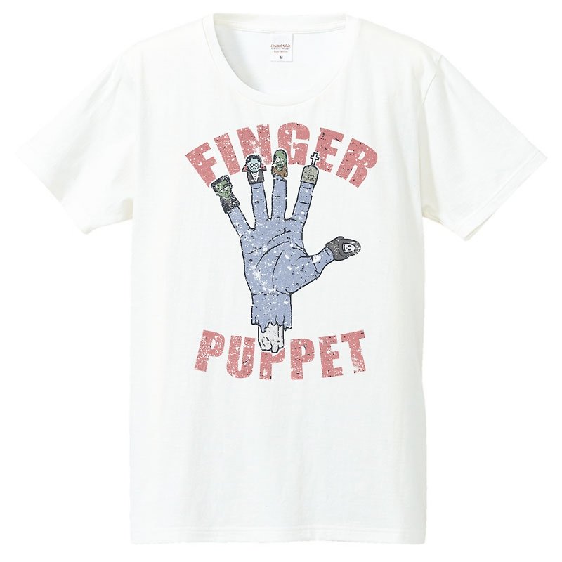 T-shirt / finger puppet - เสื้อยืดผู้ชาย - ผ้าฝ้าย/ผ้าลินิน ขาว