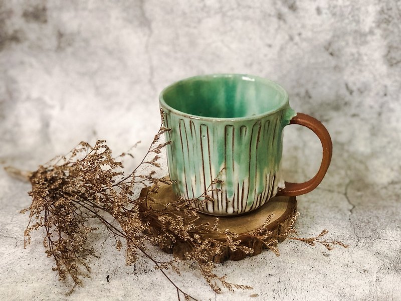 Japanese green mug - แก้วมัค/แก้วกาแฟ - ดินเผา 