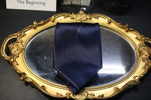 壞紳士 深夜藍小點真絲領帶商務紳士正裝necktie
