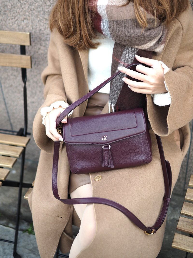 Ruby (Beetroot) : Leather bag, Cross-body bag, Violet, Handbag - 手提包/手提袋 - 真皮 紫色