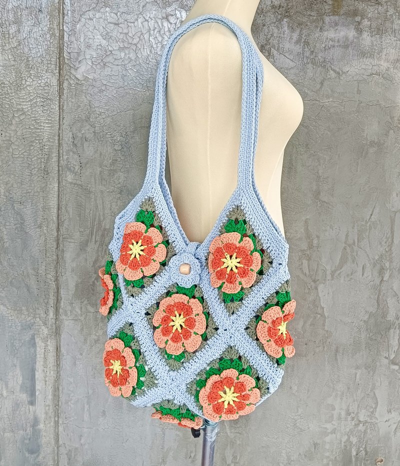 Granny Square flower lover Bag - 手提包/手提袋 - 棉．麻 