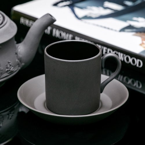 擎上閣裝飾藝術 英國製Wedgwood古董黑色玄武岩義式摩卡濃縮陶瓷咖啡杯