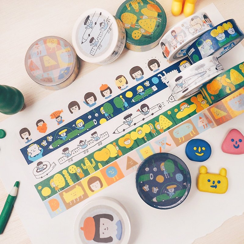 กระดาษ มาสกิ้งเทป หลากหลายสี - Full Set of 5 - Washi Tape - Version 4