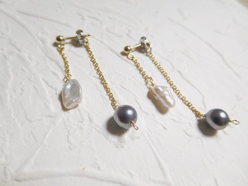 14K gold Baroque Pearl Dangle Earrings - Earrings & Clip-ons - Paper Silver