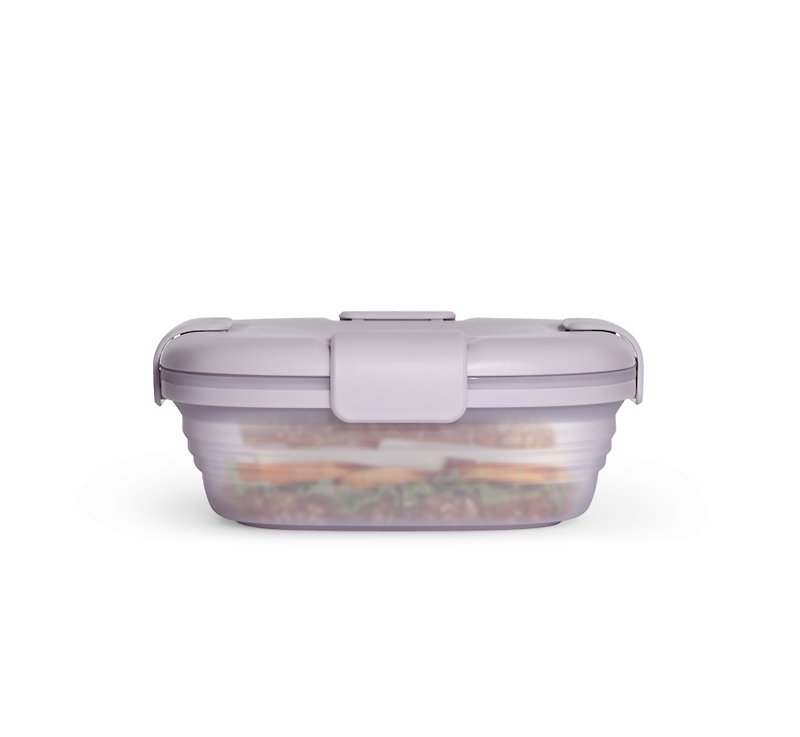 Stojo - 專利環保高耐熱矽膠摺疊食物盒-透明系列紫丁香 - 便當盒/飯盒 - 矽膠 紫色