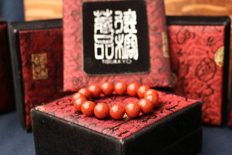 德榕藏品 精品南紅瑪瑙 11.5-12mm 滿色滿肉 柿子紅 客製化設計 - 手鍊/手環 - 玉石 