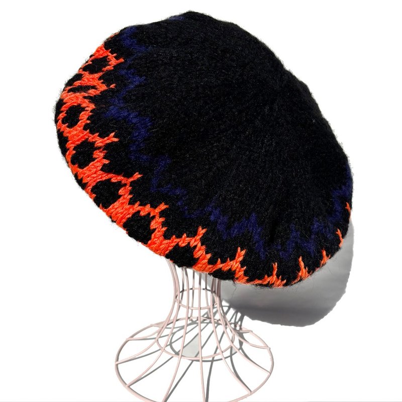 【ニットタム】ノルディック ニットタム ベレー ORANGE - 帽子 - 羊毛 黑色