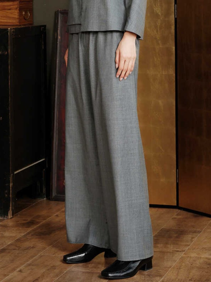 Casual/Chinese style simple retro casual wide-leg trousers - Women's Pants - Polyester Gray