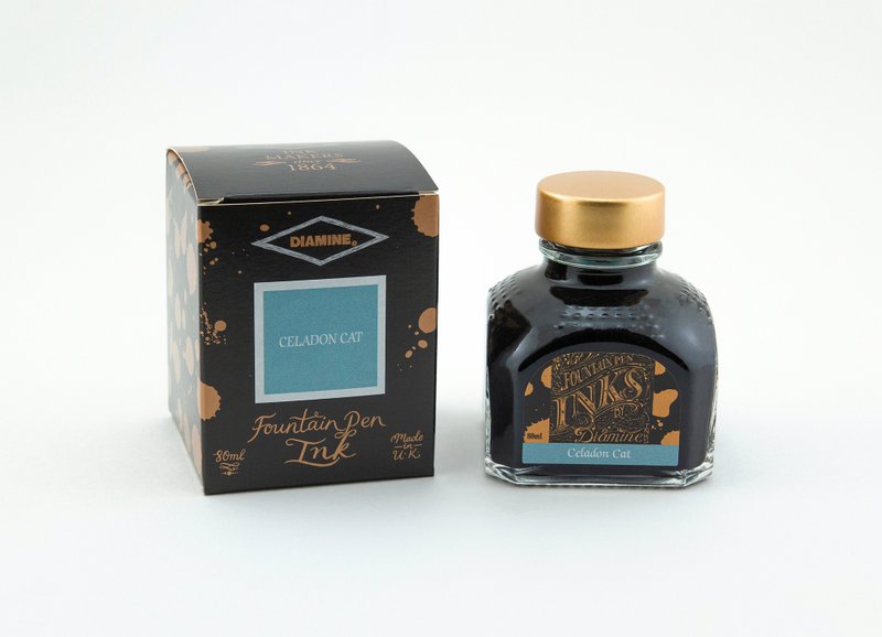 Diamine Celadon Cat Fountain Pen Ink - 墨水/鋼筆墨水 - 玻璃 藍色