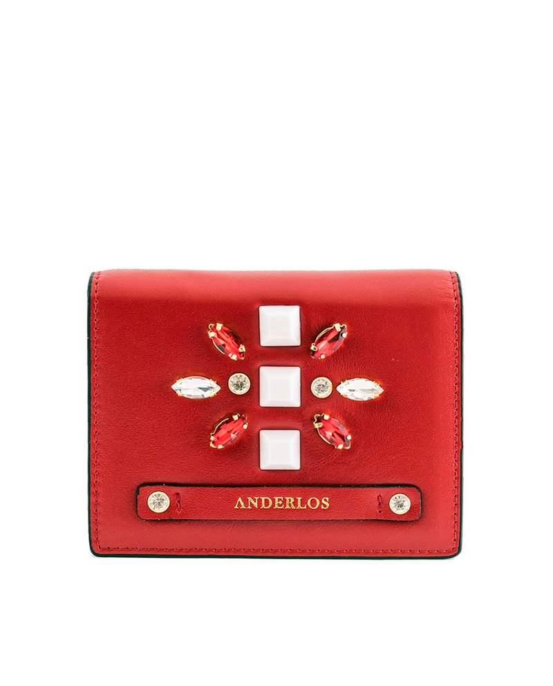ANDERLOS寶石零錢/短夾/紅/卡夾 - 錢包/皮夾/長短夾 - 真皮 紅色