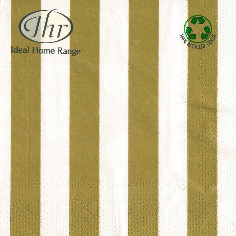 德國 IHR-33*33cm餐巾紙-白金條紋 - 餐桌布/餐墊 - 紙 金色