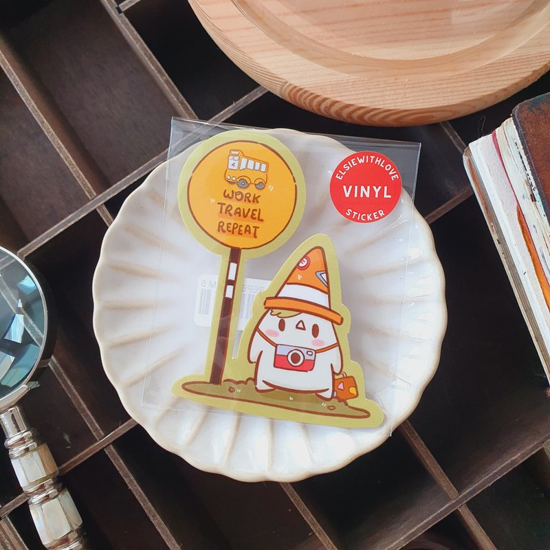 Work Travel Repeat Vinyl Sticker - 貼紙 - 其他材質 多色