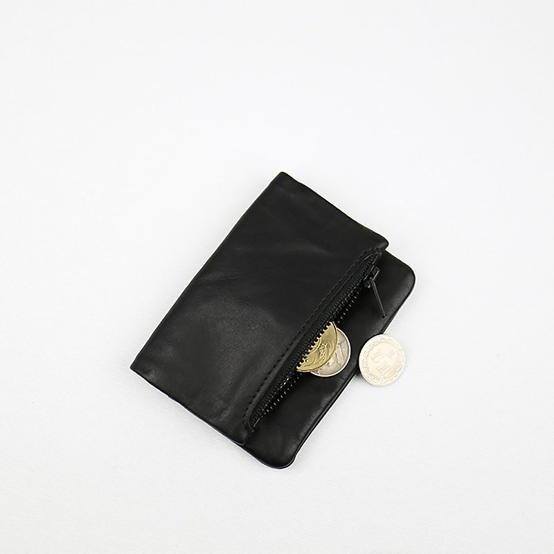 [Last Piece] Portable Minimalist Washed Leather Coin Business Card Holder-Black - Coin Purses - Genuine Leather Black