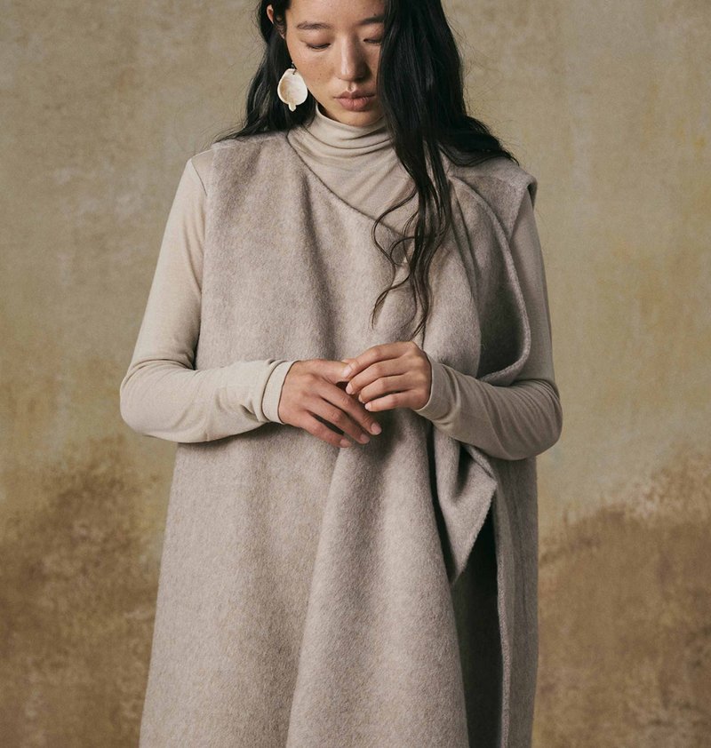 【雙面尼解構】新中式復古 不規則羊毛背心裙 - 裙子/長裙 - 羊毛 灰色