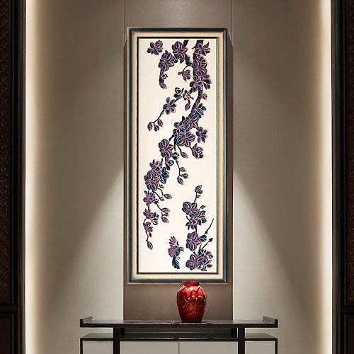 梯木疊雕 梯木疊雕-空谷幽蘭|新中式禪意創意茶室背景牆裝潢客廳壁畫3d立體