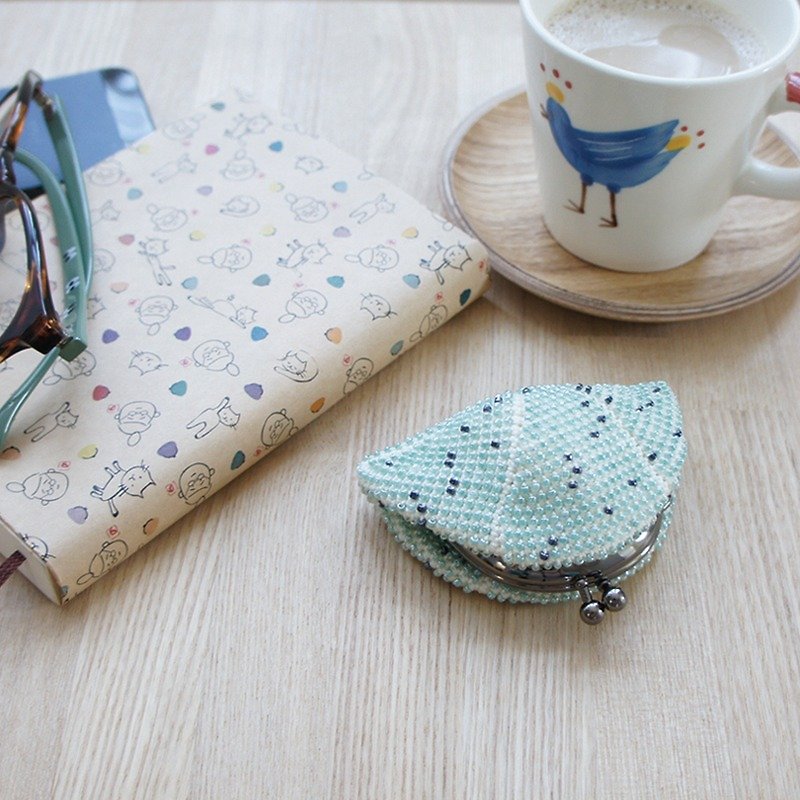 Ba-ba handmade☆seedbeads crochet coinpurse (No.410） - 零錢包/小錢包 - 其他材質 藍色