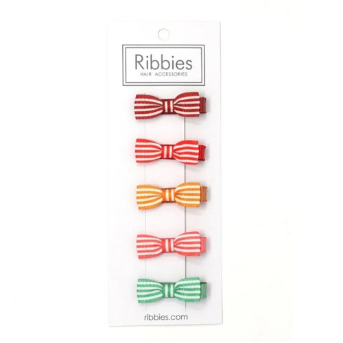 Ribbies 臺灣總代理 英國Ribbies 條紋蝴蝶結5入組-亮彩