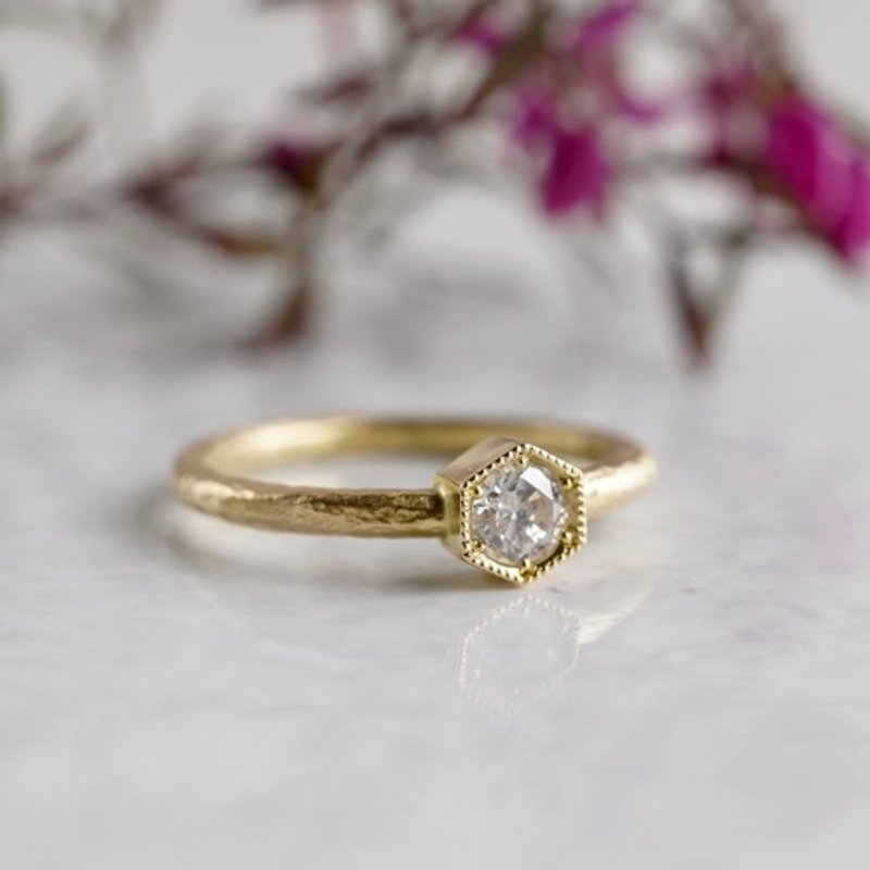 K18 Diamond hexagon ring [R104K18] - แหวนทั่วไป - โลหะ 