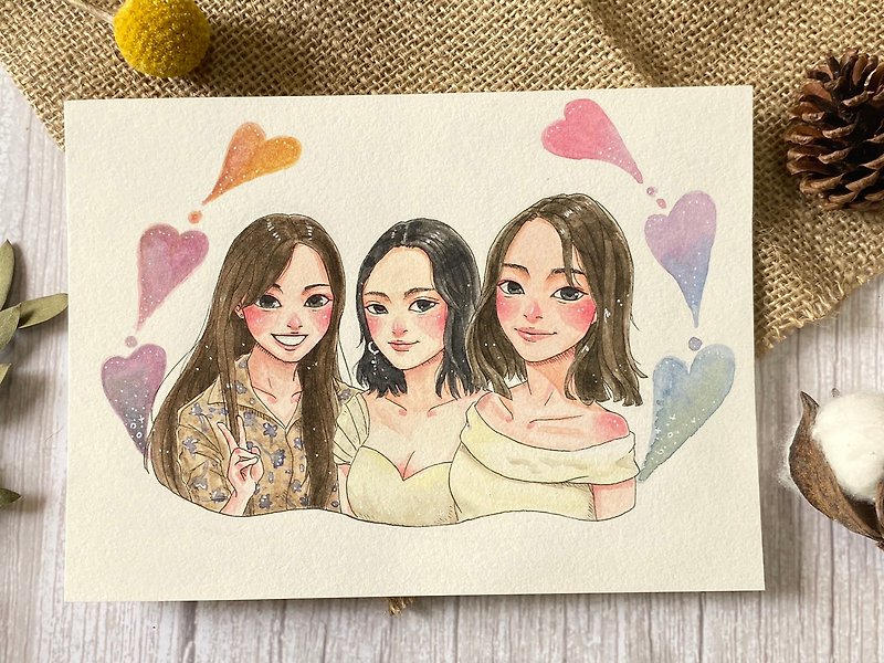 -Draw your love-7-inch watercolor like face painting / portrait illustration / gift / anniversary