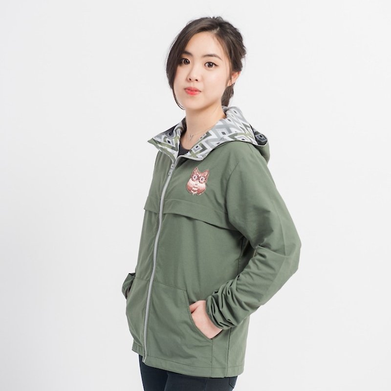 [Series] Department of Forestry owl patch sports jacket neutral section - Army Green - Unisex Hoodies & T-Shirts - Cotton & Hemp Green