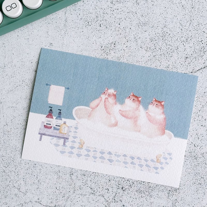 【三隻洗澡貓】 明信片 |柔軟又毛茸茸的小日子系列 - 心意卡/卡片 - 紙 