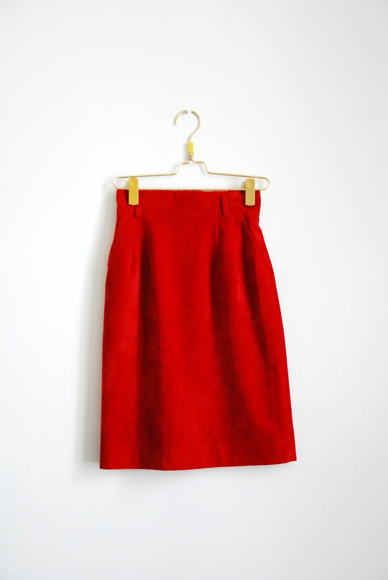 Ancient suede high waist narrow skirt - กระโปรง - วัสดุอื่นๆ 