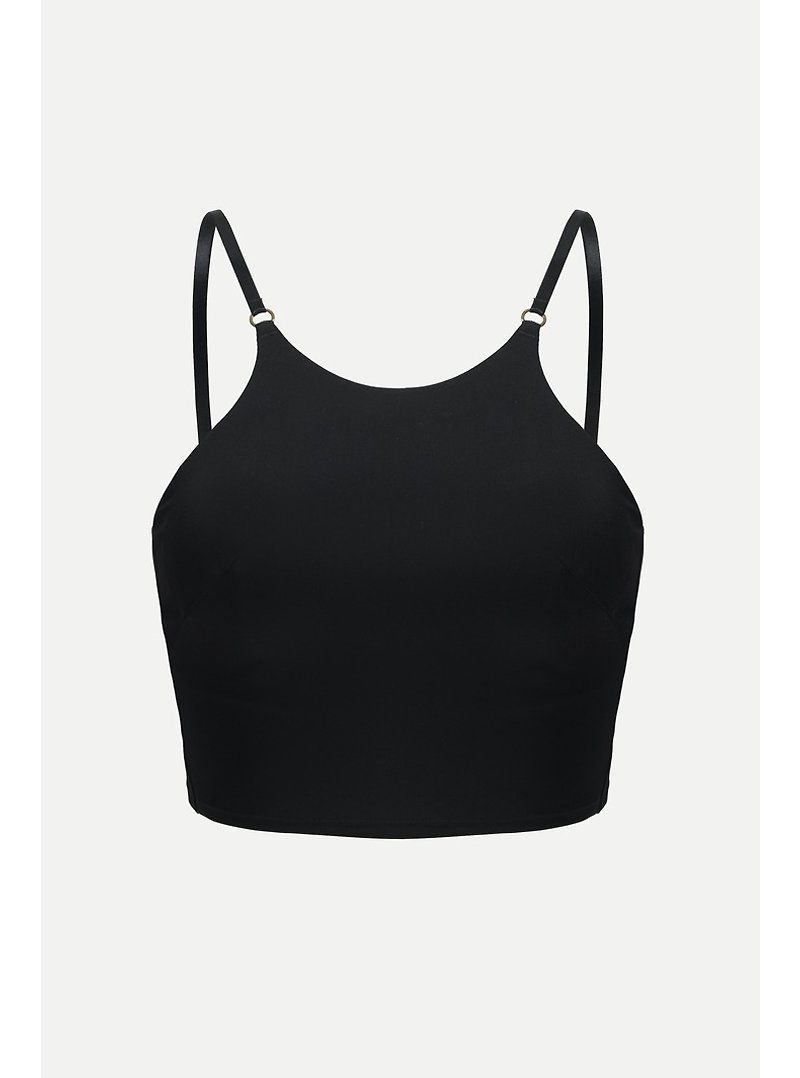 Free Top Sleeveless Vest + Small Waist Pants Set (Black) - ชุดว่ายน้ำผู้หญิง - ไนลอน สีดำ