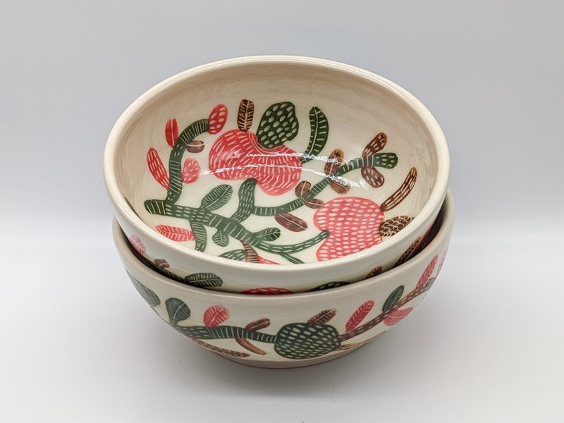 Adorable ramen Bowl 20 cm Nature Ukrainian Motifs, Ceramic Soup\Salad bowls - 碗 - 陶 多色