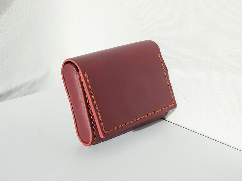 MINMIN- HANDMADE SMALL LEATHER GOODS/CARD HOLDER - RED WINE - Coin Purses - Genuine Leather Red