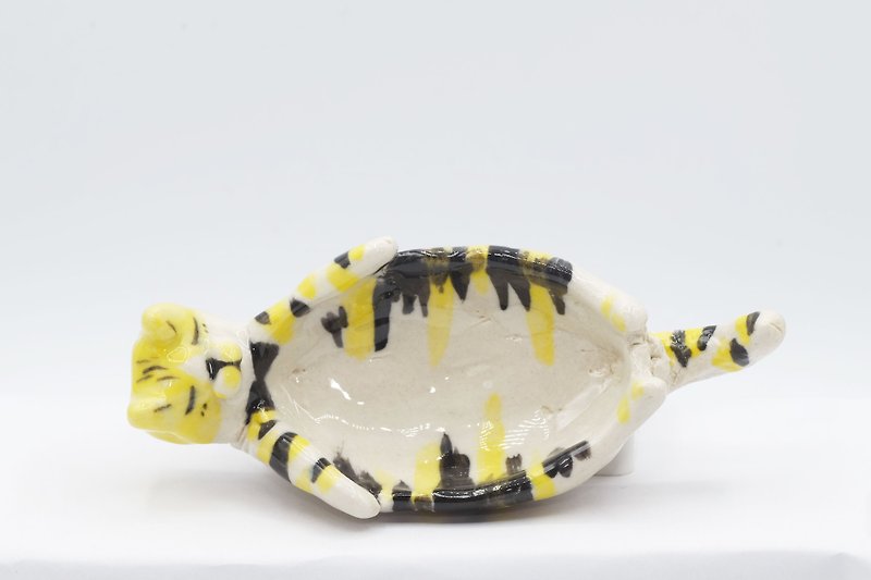 陶瓷貓碟子 - 花瓶/陶器 - 瓷 黃色