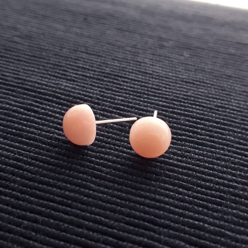 925 Silver VVS pink opal egg round earrings (clip style available) - ต่างหู - เครื่องประดับพลอย 