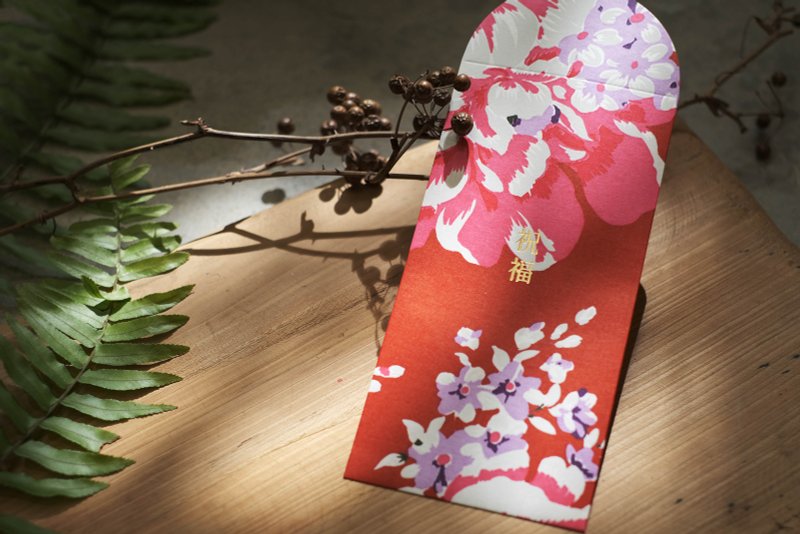 Blessing | Floral paper red envelope bag set - rich red - ถุงอั่งเปา/ตุ้ยเลี้ยง - กระดาษ 