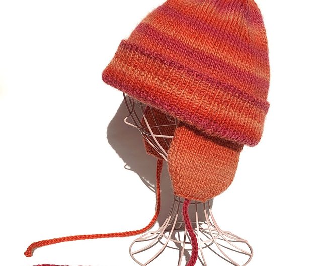 ニットキャップ】グラデーション フライトニットキャップ ORANGE
