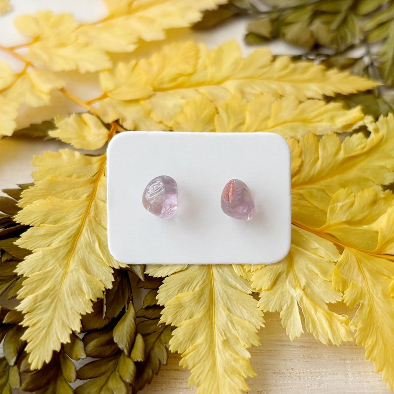 Shiguang-Natural Ore Earrings-Purple Ghost 11 - ต่างหู - เครื่องประดับพลอย สีม่วง