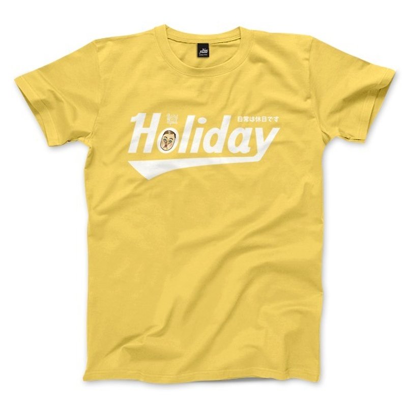 Holiday 保羅先生簽名款 - 黃 - 中性版T恤 - 男 T 恤 - 棉．麻 黃色
