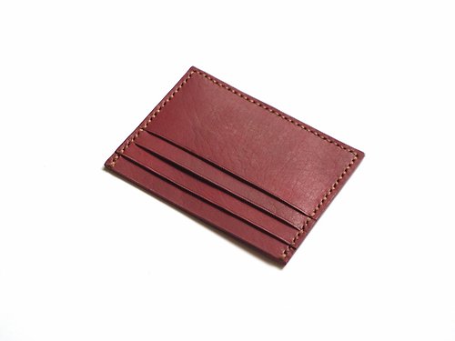 fourjei Leather Card Holder / Wallet / Card Organiser in Red burgundy