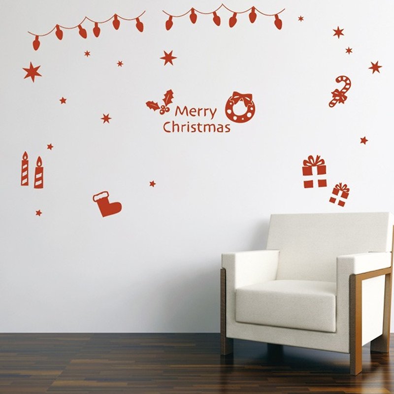 Smart Design Creative Seamless Wall Sticker Happy Christmas (8 colors) - ตกแต่งผนัง - กระดาษ สีส้ม