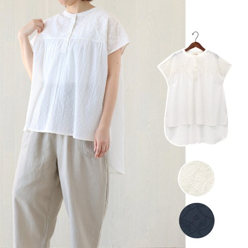 Moonstar House 星月屋 【預訂】印度製 小清新花朵刺繡襯衫