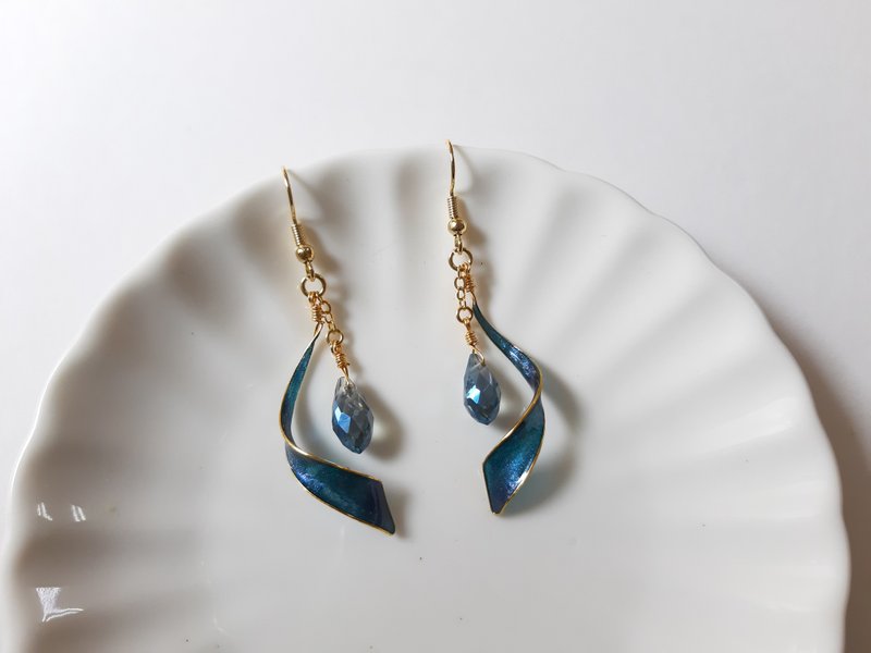 【Last Quantity】Heart of the Ocean Resin Earrings Clip-On - ต่างหู - เรซิน สีน้ำเงิน