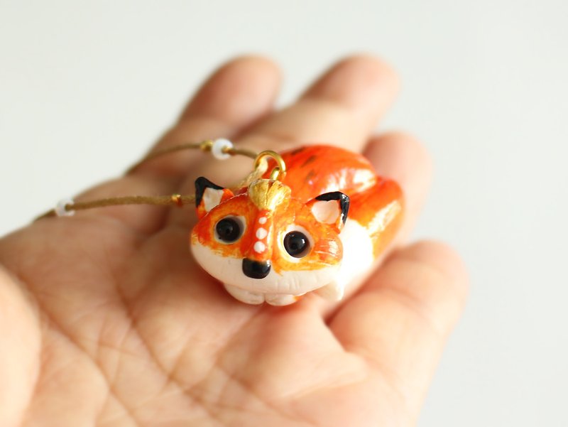 Fox handmade necklace - Necklaces - Pottery Orange